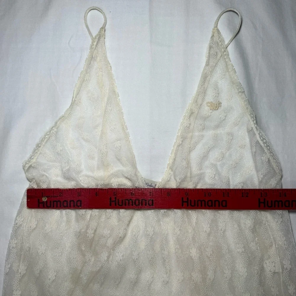 Rare 70’s Diane Von Furstenberg Nylon/Lace Tie Sheer Lace Sexy Maxi Size Medium - Picture 5 of 9